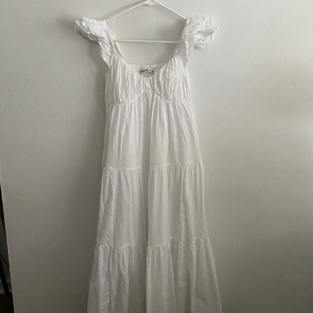 Abercrombie Ruffle Flutter Sleeve Sheer Maxi Dress XSP
